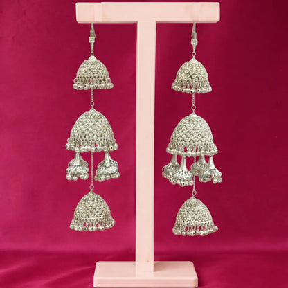 Elegant Silver Stone Multi-Dome Bridal Kalira