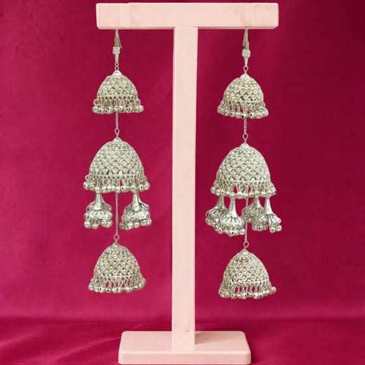Elegant Silver Stone Multi-Dome Bridal Kaleera