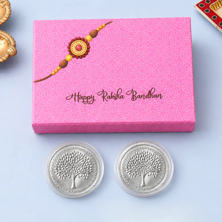 Blessed Banyan Tree Happy Rakhi Coin Set – 2 × 1g