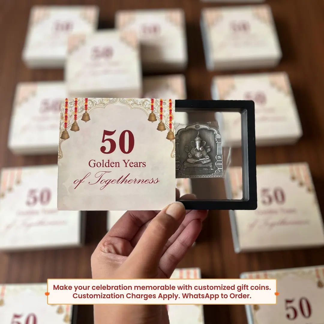 Ganesh Ji, 3D Finish, Mandap Shape, Single (Multiple Weights), 999 Purity Silver Coin - Ready To Ship