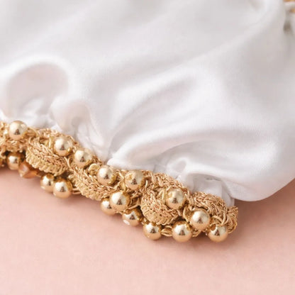 Om Luxury Fabric White Gaana Cover for Wedding Rituals