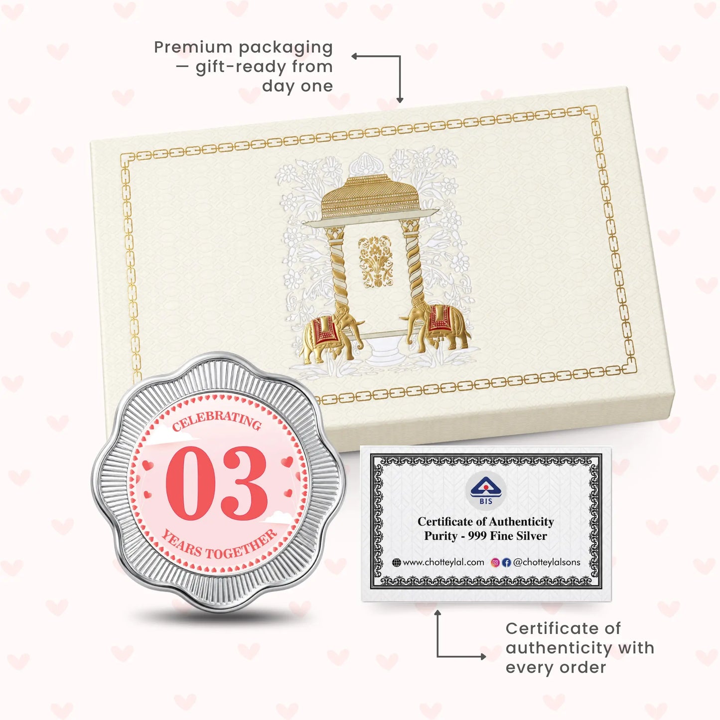 Chotteylal & Sons Customised Anniversary Silver Coin