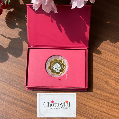 Lotus In Hand, Gold Finish, Lotus Shape, Single (5 Gram), 999 Purity Silver Coin - Ready To Ship