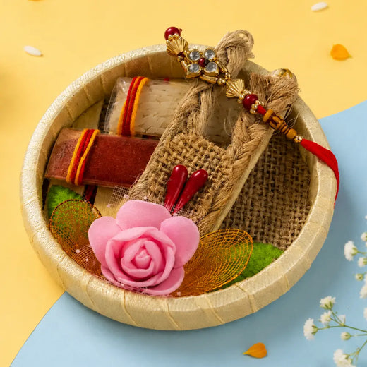 Raksha Rakhi With Mini Tilak Tray Set