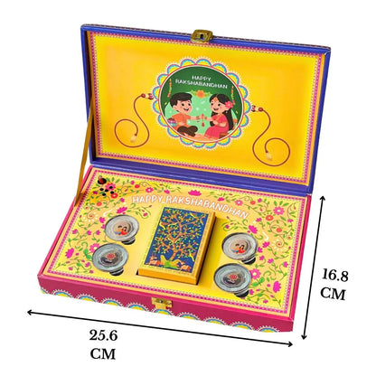 Raksha Bandhan Musical Box With 20 Gram Silver Coin (5 gram each) and Playing Cards - 999 Purity Silver Coins
