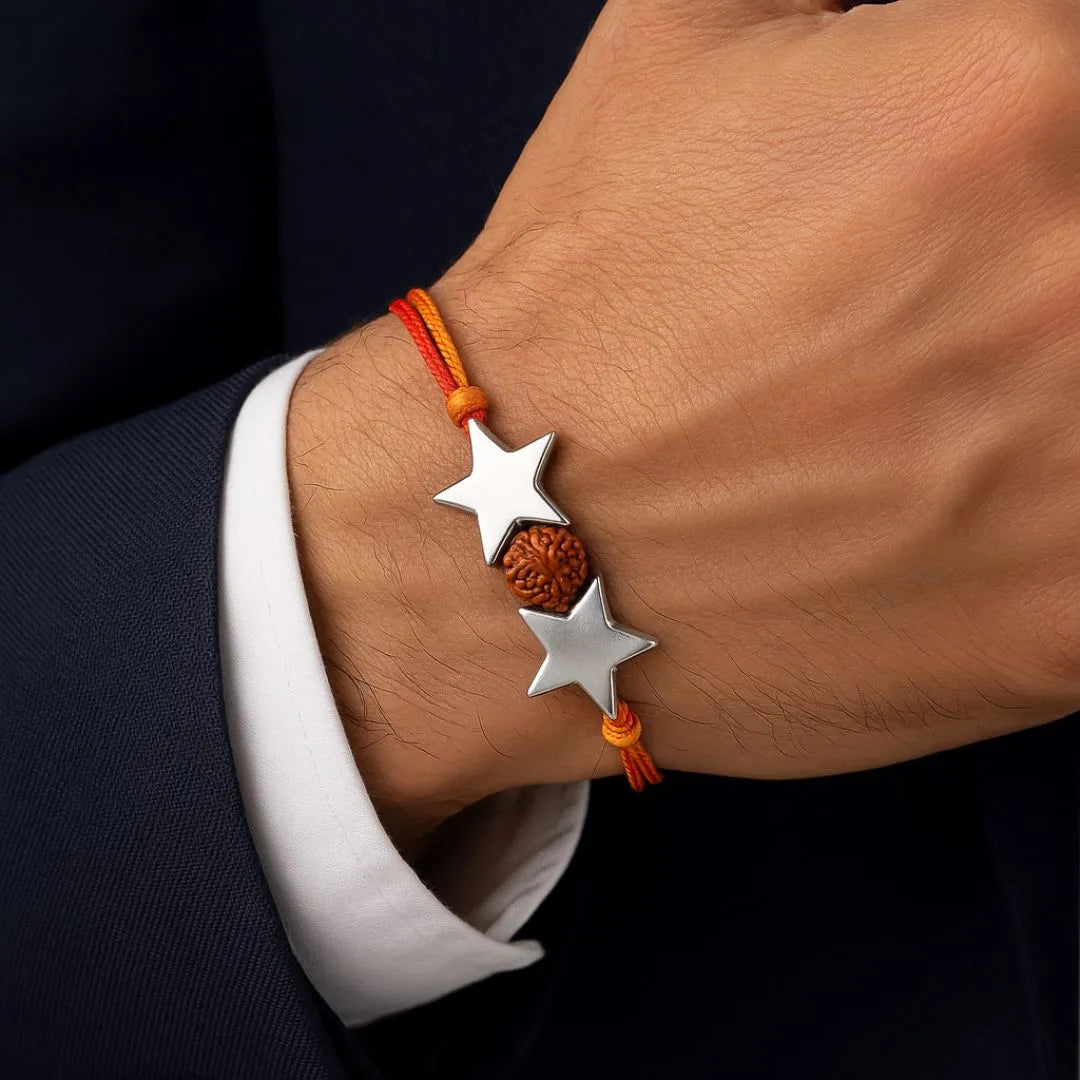 Celestial Spark Rakhi – Star Elegance Crafted in 92.5 Sterling Silver