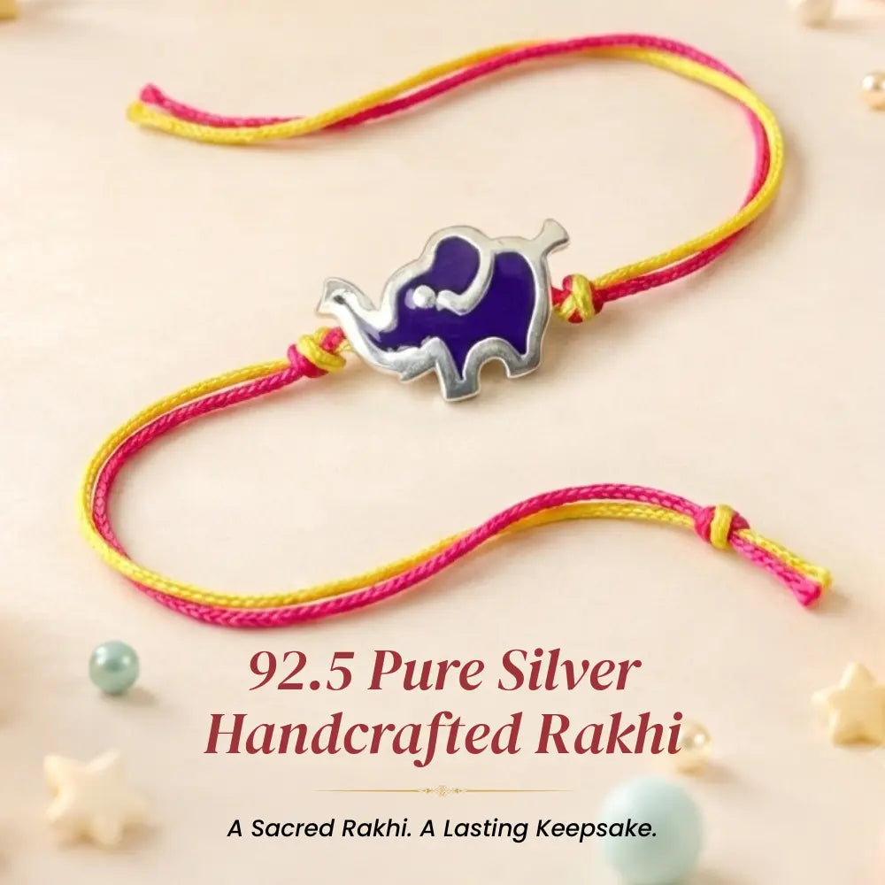 Royal Grace Rakhi – Handcrafted Elephant Motif in Pure 92.5 Silver