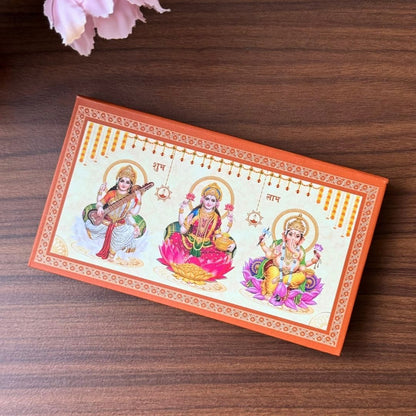 Laxmi, Ganesh, Saraswati ji, Silver, Folder Box, 3 Coins (1 GM Each), 999 Purity Silver Coins