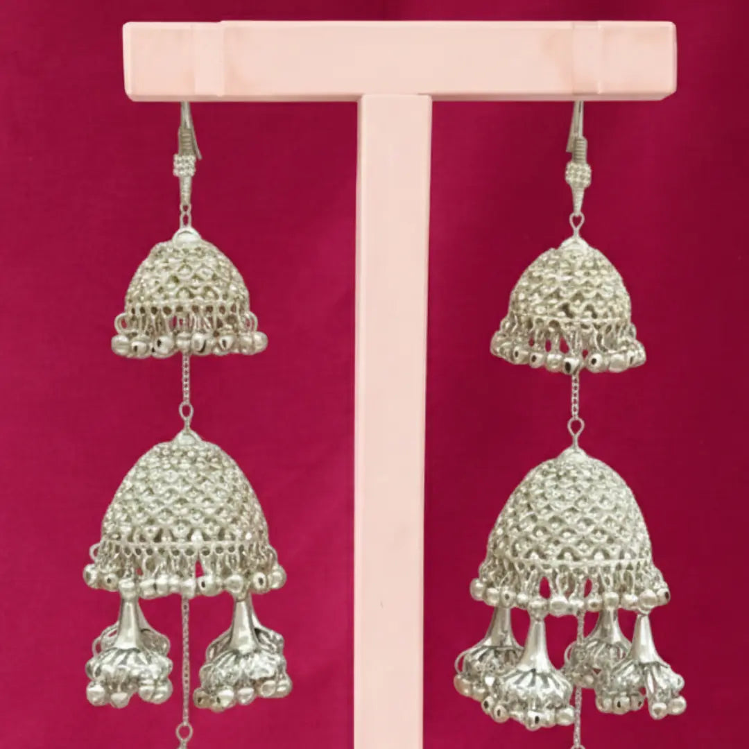 Elegant Silver Stone Multi-Dome Bridal Kalira