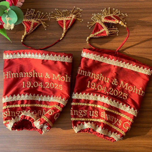 Blessings Always Guruji Classic Red Chooda Cover – Satin Bridal Essential