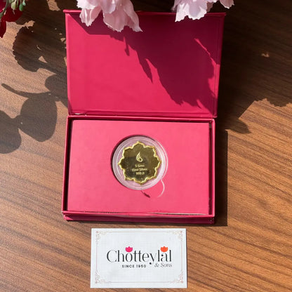 Lotus In Hand, Gold Finish, Lotus Shape, Single (5 Gram), 999 Purity Silver Coin - Ready To Ship