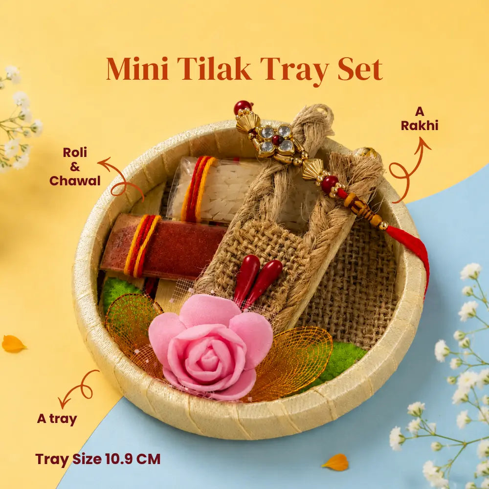 Raksha Rakhi With Mini Tilak Tray Set