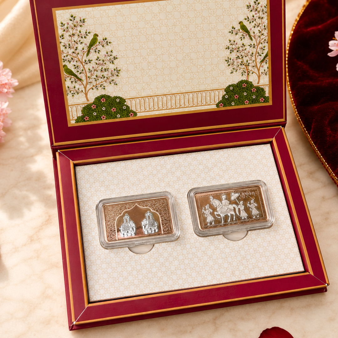 Two Elephant & Baraat Silver Coin Gift Box Set of 2 | 10g Each