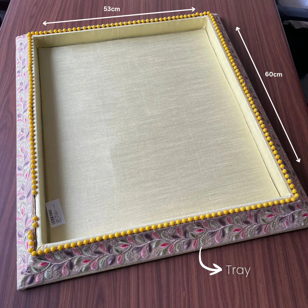 Premium Royal Yellow Shagun Tray Set
