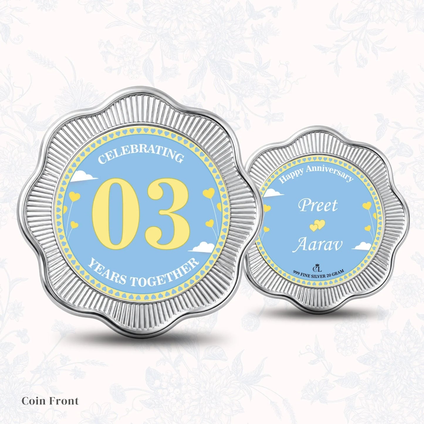 Chotteylal & Sons Customised Anniversary Silver Coin