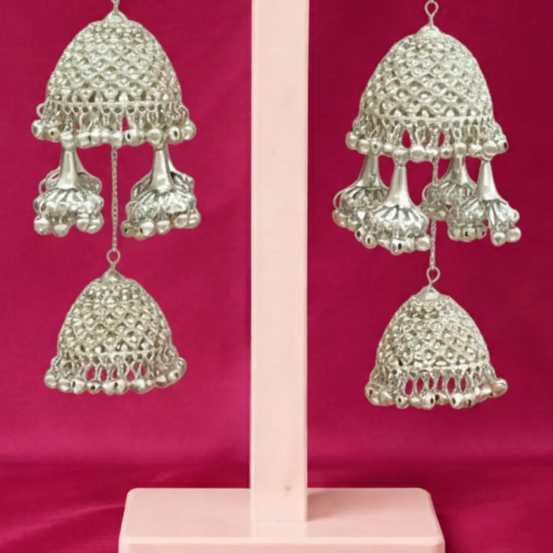 Elegant Silver Stone Multi-Dome Bridal Kalira