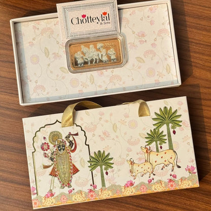 Aashirwaad Baraati Design, Rose Gold Finish, Dollar Shape, 20 gm, 999 Silver Coin Box Set – Ready to Ship