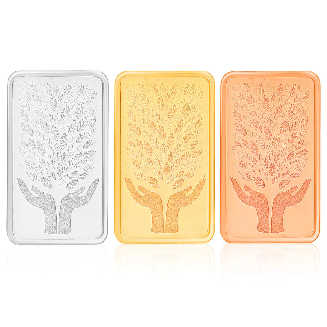 999 Pure Leaf in Hand Silver 15 gm Tri Colour Coin With White box