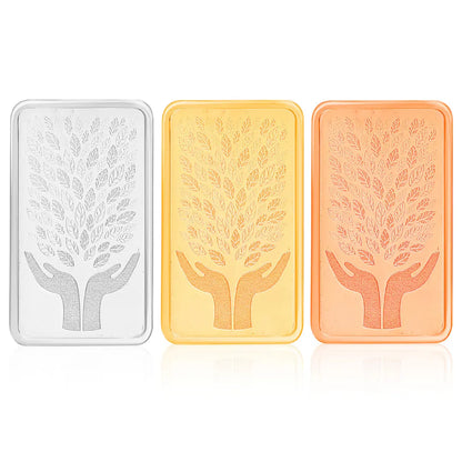 999 Pure Leaf in Hand Silver 15 gm Tri Colour Coin With White box