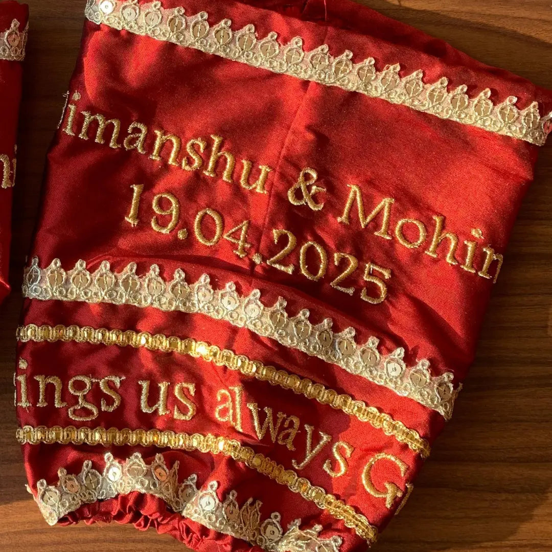 Blessings Always Guruji Classic Red Chooda Cover – Satin Bridal Essential