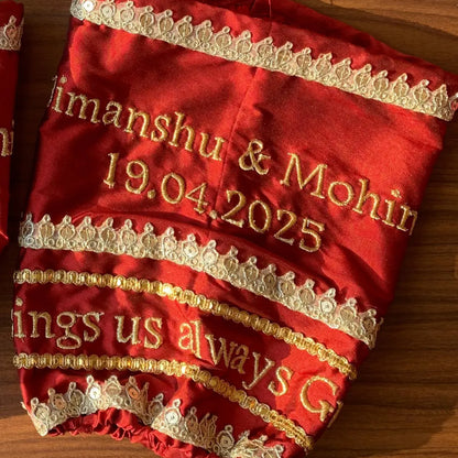 Blessings Always Guruji Classic Red Chooda Cover – Satin Bridal Essential