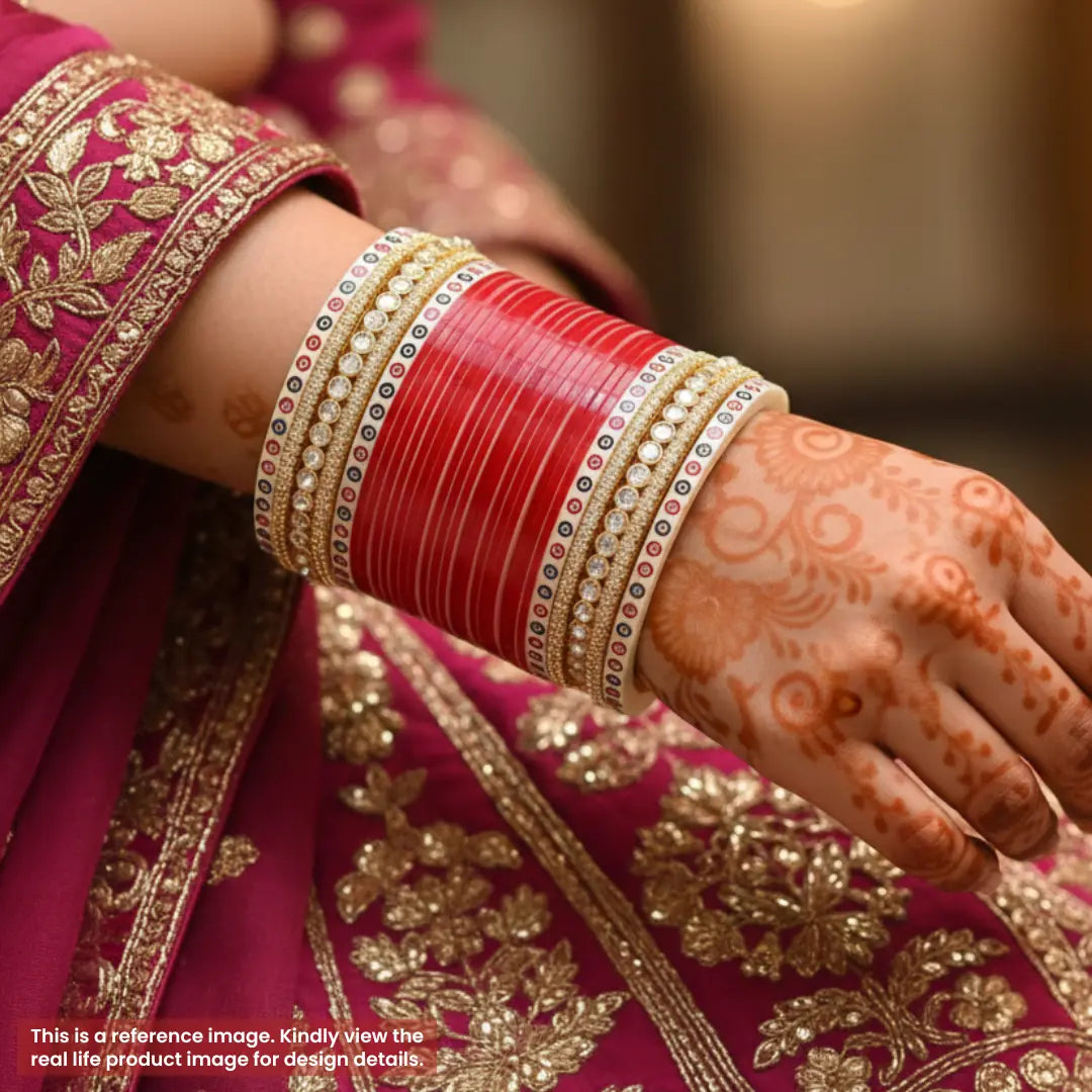 Pure Pearl Classic Shimmer Kundan Diamond Red Chooda