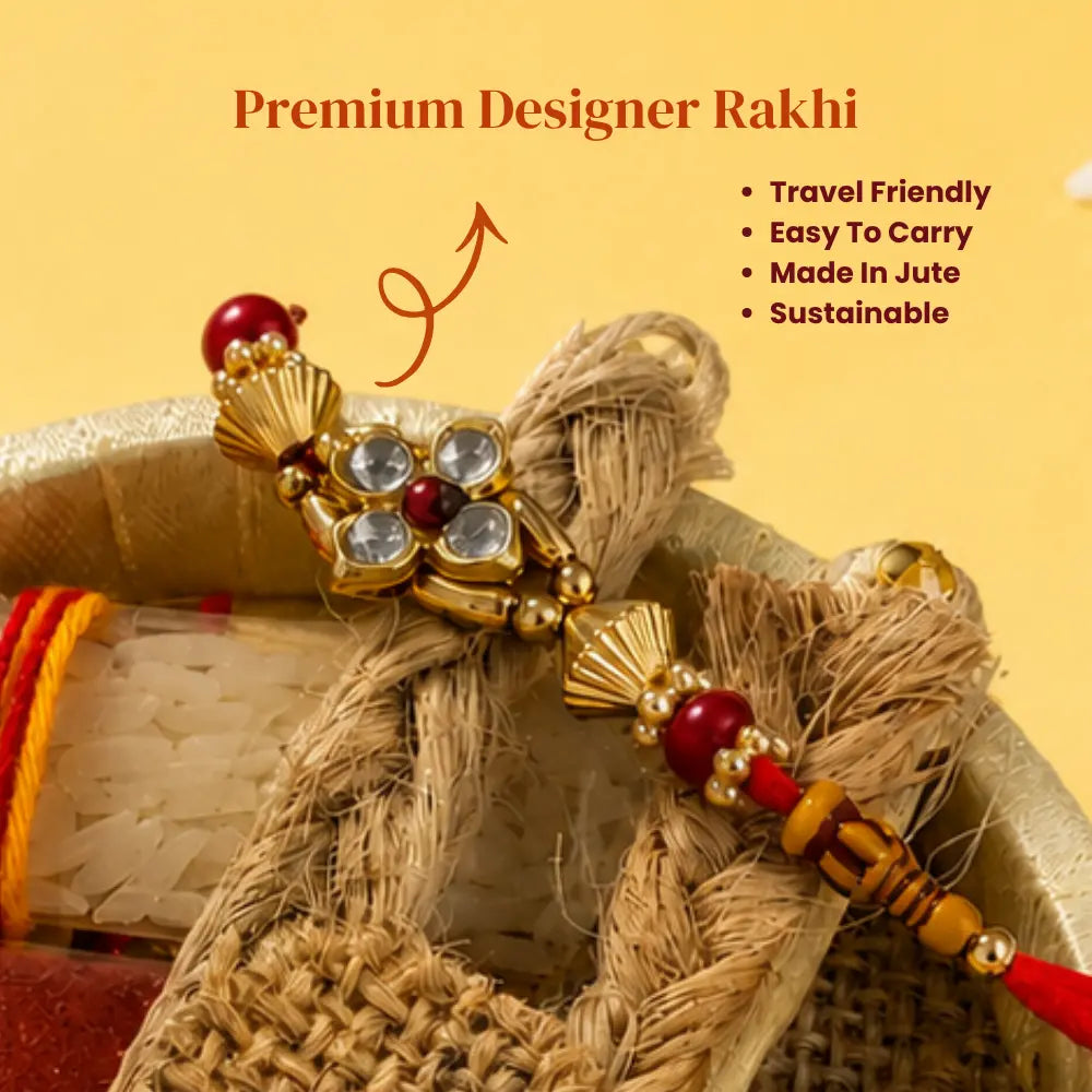 Raksha Rakhi With Mini Tilak Tray Set