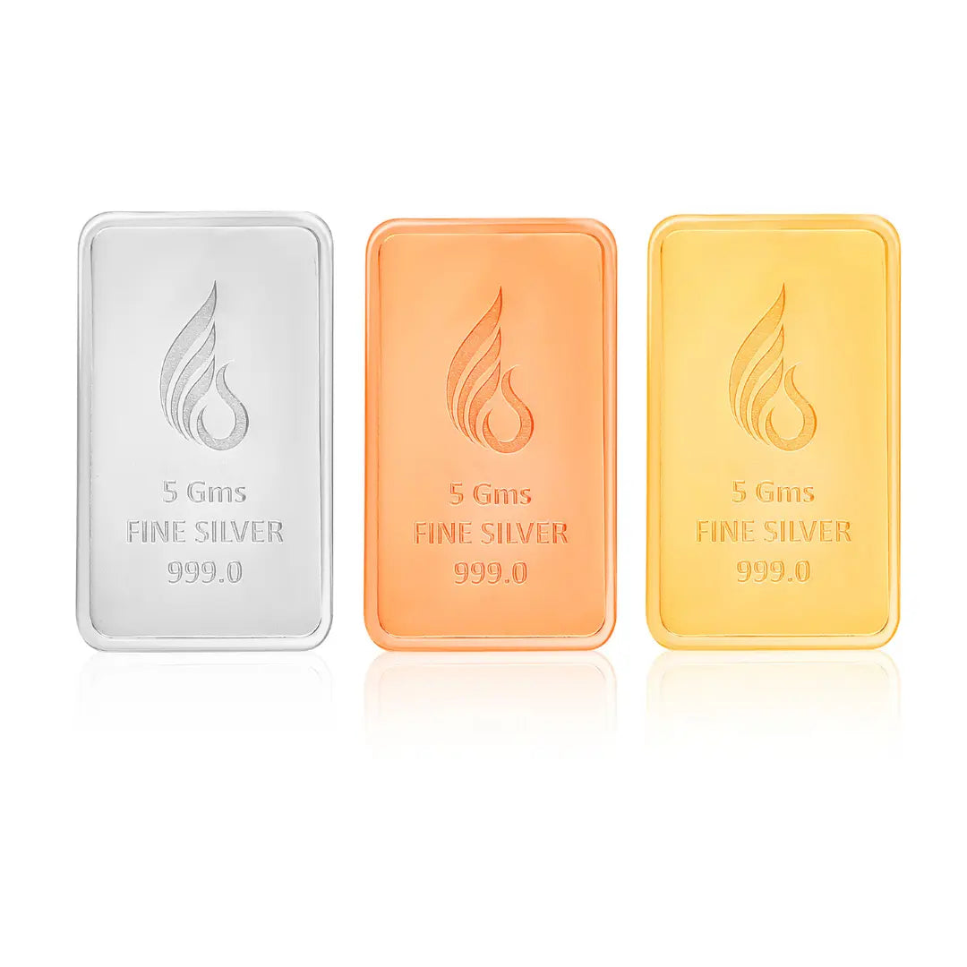 999 Pure Leaf in Hand Silver 15 gm Tri Colour Coin With White box