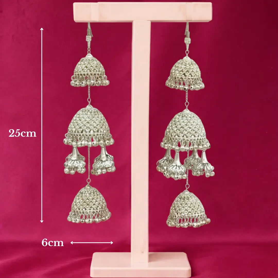 Elegant Silver Stone Multi-Dome Bridal Kalira