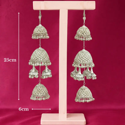 Elegant Silver Stone Multi-Dome Bridal Kalira