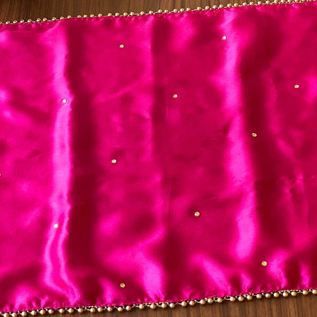 Pink Rectangular Placement Mats With Golden Bead Border - Plain