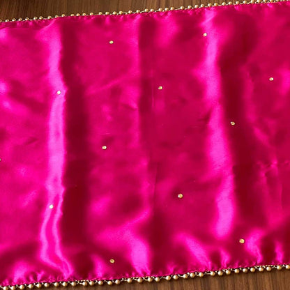 Pink Rectangular Placement Mats With Golden Bead Border - Plain