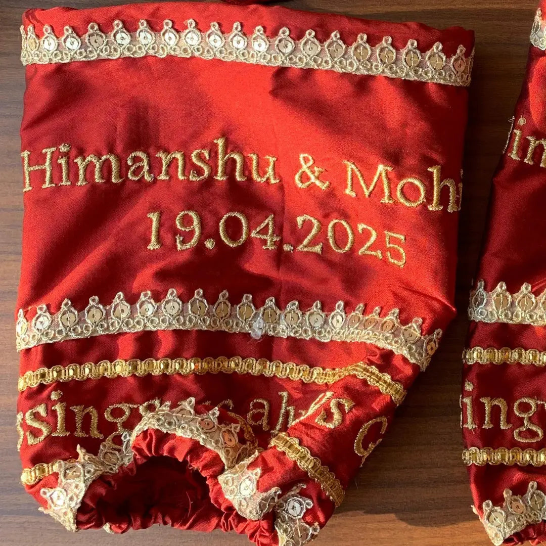 Blessings Always Guruji Classic Red Chooda Cover – Satin Bridal Essential