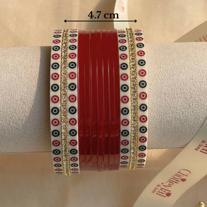 Pure Pearl Classic Heritage Diamond Maroon Chooda Set of 11