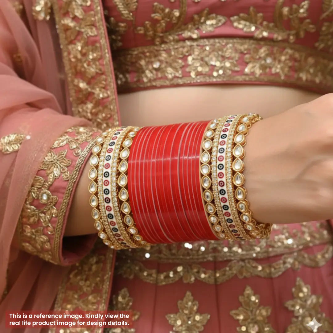 Pure Pearl Golden Glamour Kundan Red Chooda