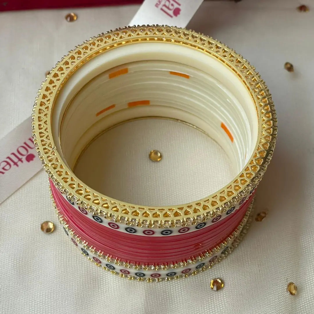 Pure Pearl Classic Diamond Red Chooda Set of 11