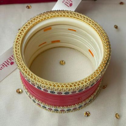 Pure Pearl Classic Diamond Red Chooda Set of 11