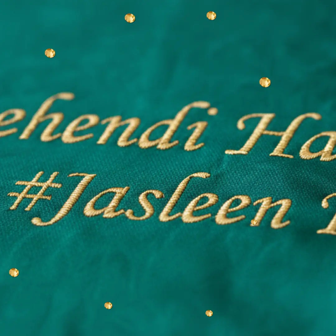 Green Mehndi Mat Customizable With 2 Line Text