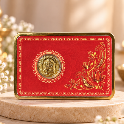Ganesh Ji 100mg Gold Coin | Premium Blessings Card Gift