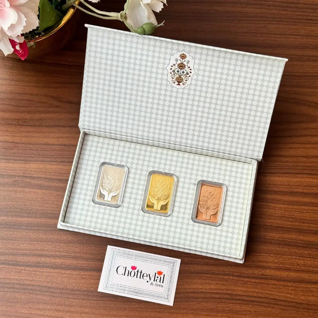 999 Pure Leaf in Hand Silver 15 gm Tri Colour Coin With White box