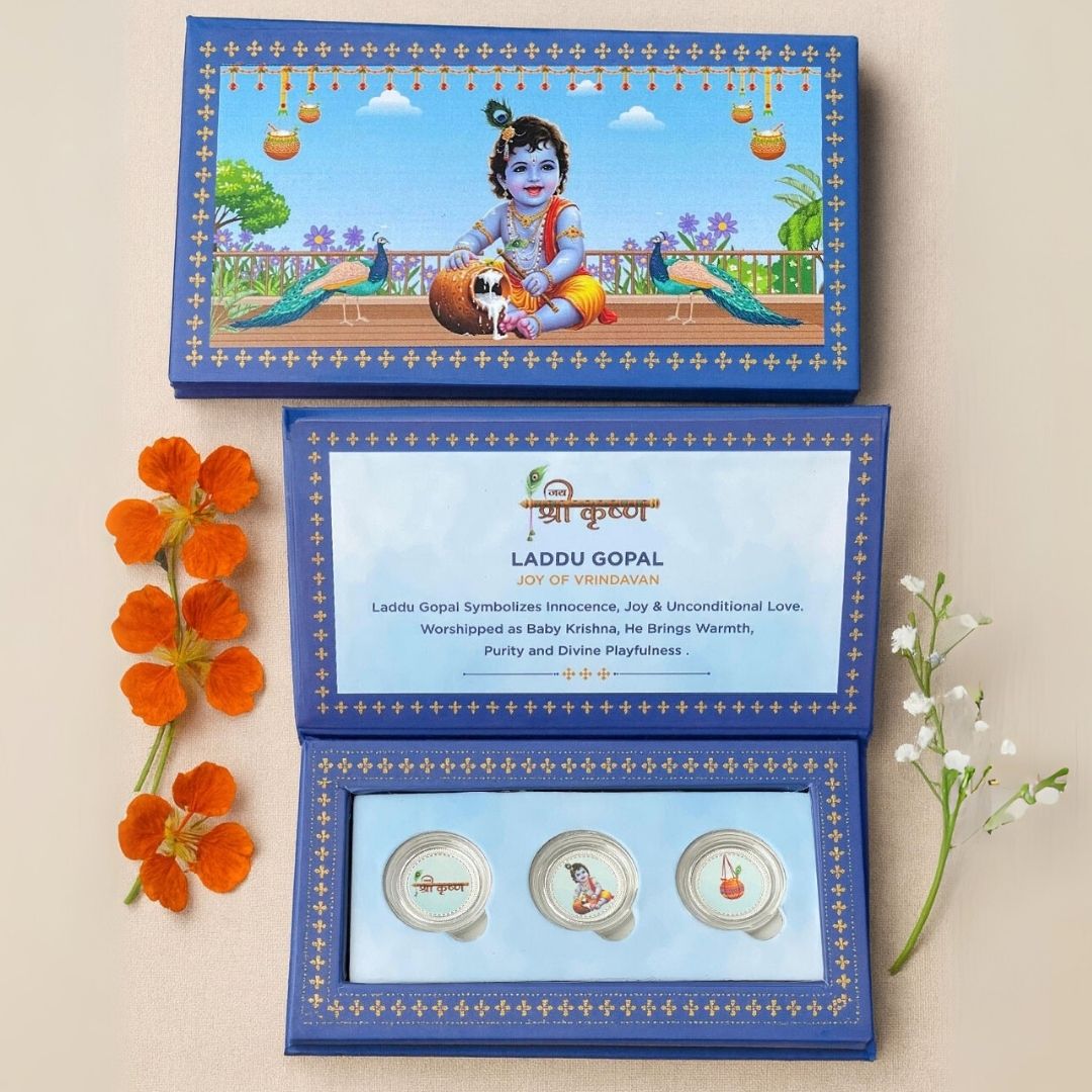 Little Krishna, Silver, UV Printed, 3 GM, 999 Purity Silver Coin