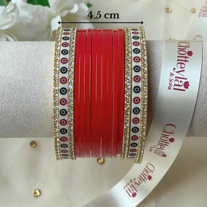 Pure Pearl Classic Diamond Red Chooda Set of 11