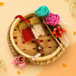 Utsav Rakhi With Mini Tilak Tray Set