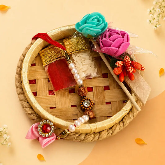Utsav Rakhi With Mini Tilak Tray Set