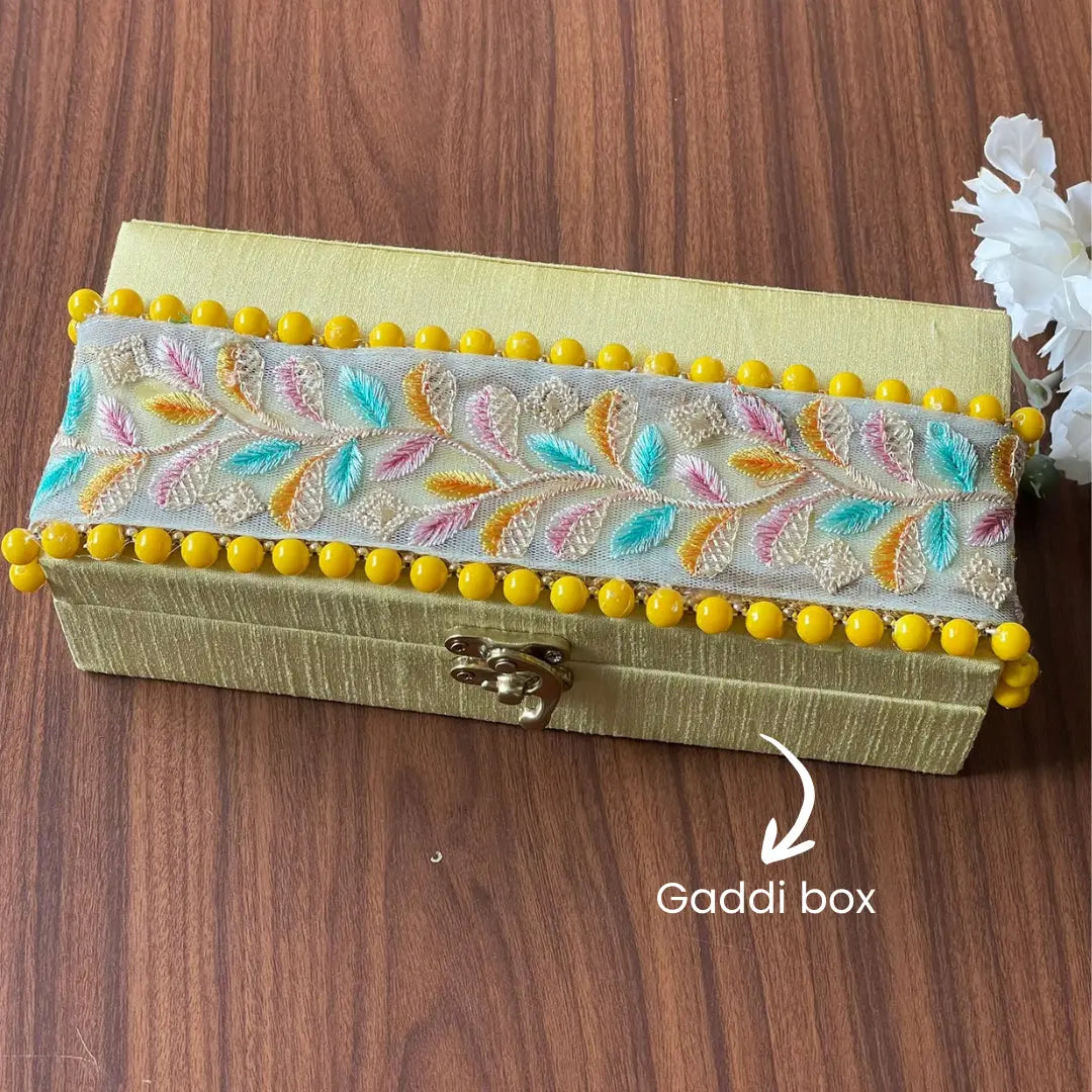 Premium Royal Yellow Shagun Tray Set