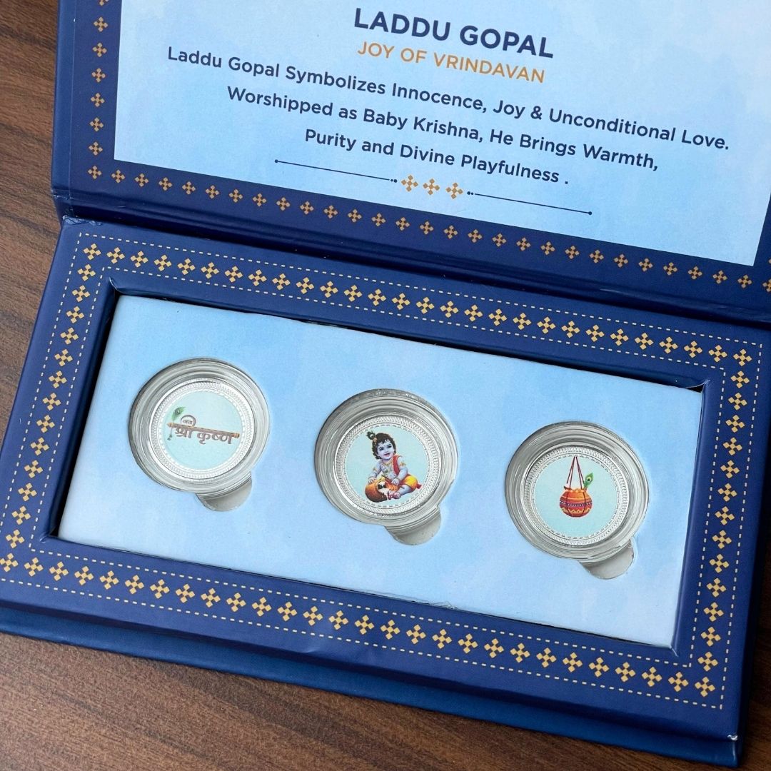 Little Krishna, Silver, UV Printed, 3 GM, 999 Purity Silver Coin