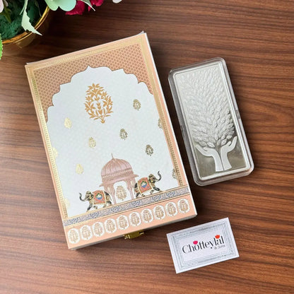 Leaf In Hand, Silver Finish, Bar Shape, 500 GM, 999 Purity Silver Coin – Ready To Ship