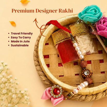 Utsav Rakhi With Mini Tilak Tray Set