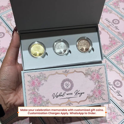 Banyan Tree, Tri-Color, Round Shape, Set of 3 Coins (3 Gram Each), White Box Cover, 999 Purity Silver Coin - Ready To Ship