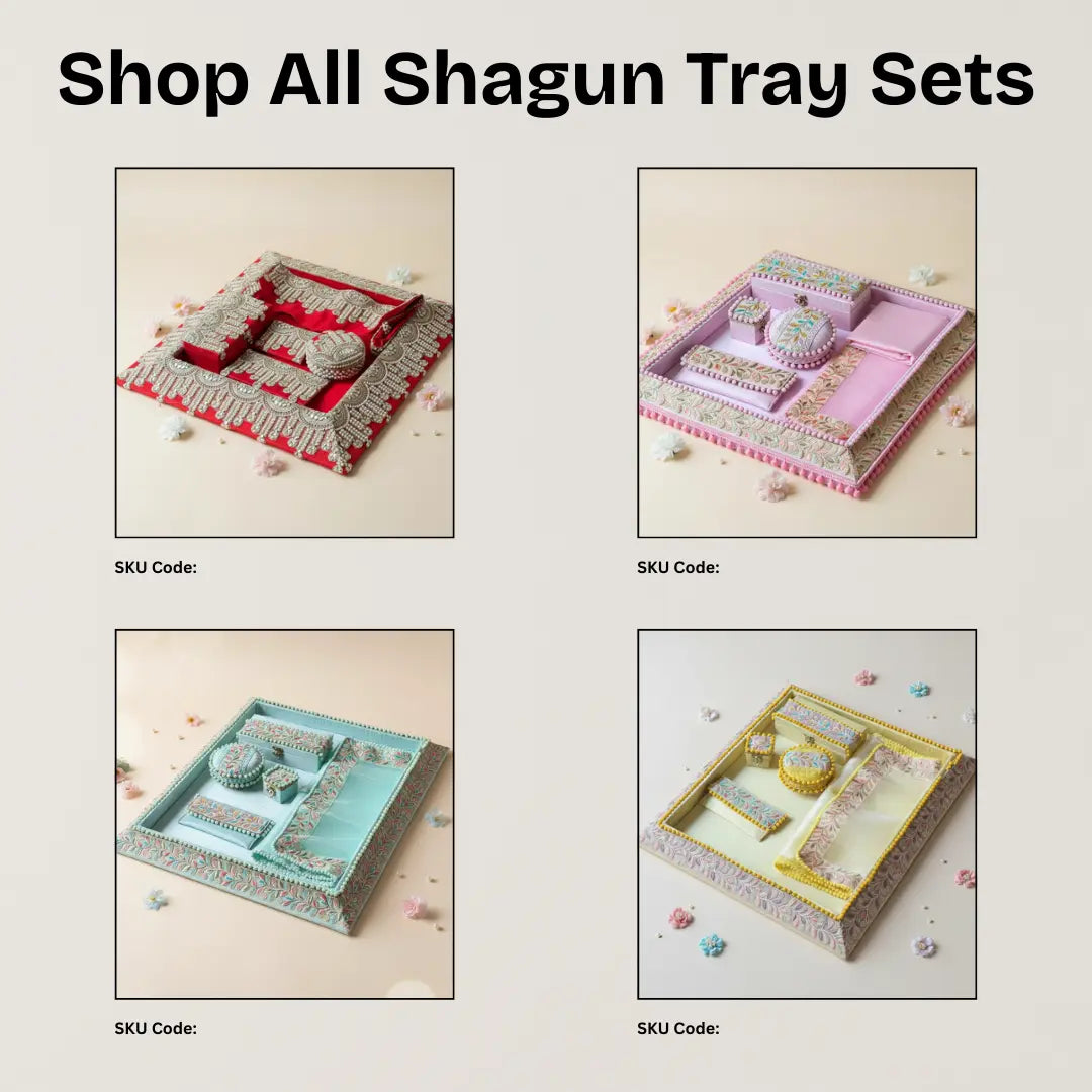 Premium Royal Yellow Shagun Tray Set